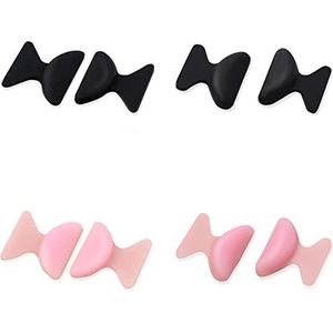 Neuskussens voor brillenglazen, zachte siliconen neuspads, met zelfgesp, antislip, zachte schuimglazen, neuspads, 4 paar, zwart en roze
