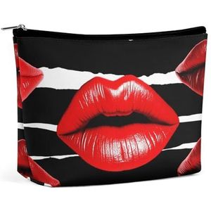 NKJJSTES Grote Capaciteit Kosmetische Zak Waterdichte Kosmetische Organisator Rode Lippen Kus Cosmetische Accessoires Organizer voor Vrouwen/meisje, Rode lippen kus, Eén maat