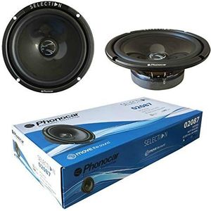 2 speakers PHONOCAR SELECTION 02087 woofer 20,00 cm 200 mm 8"" in diameter 260 watt rms 600 watt max 4 ohm 90 db spl auto, per paar