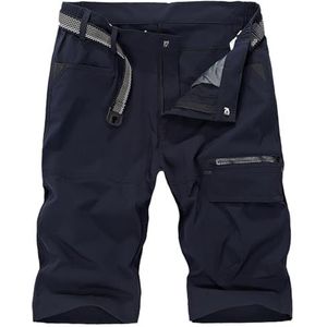 Men's Cargo Shorts Heren Quick Dry Cargo Shorts Waterafstotend Multi-Pockets Outdoor Wandelshort Duurzame Stof Work Shorts with Multi-Pocket(Blauw,M)