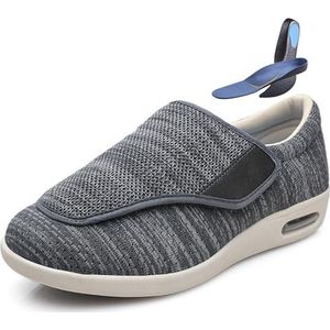 Extra Breed Schoenen,Heren Diabetisch Geschikt Ouderen Verstelbare Wandelschoenen(Gray,49EU)