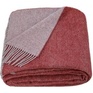 LYHome Merino Wollen Deken - Plaid Wol voor Sofa Bank & Bed, Merinowol Blanket Zachte Warme, Grote Sprei Merinowollen, Plaids Schapenwollen (140 x 200 cm | Terracotta en Grijs Dubbelzijdig)