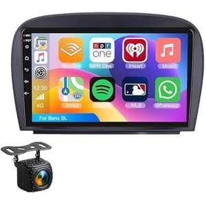 Android 14.0 2 Din Autoradio 9"" Touchscreen Auto Stereo voor Benz SL met Draadloze Carplay Android Auto GPS navigatie AHD Omgekeerd beeld Stuurwielbediening(S-6(8G+128G))