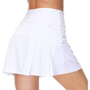 Zingther Tennisshorts voor dames, ook voor pickleball, badminton, hardlopen, golfen, meisjes, plooirok met binnenbroek, Wit, L