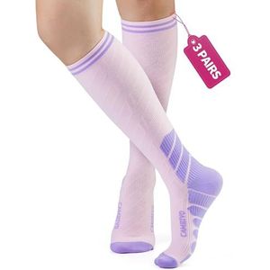 CAMBIVO 3 Paar Compressiekousen voor Dames en Heren, Steunkousen, Compressiekousen 15-30 mmHg, Trombosekousen voor Ontspanning, Hardlopen, Reizen, Skiën, Zwangerschap, Dagelijks Gebruik