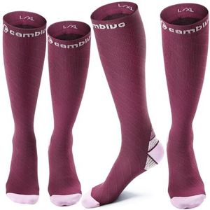 CAMBIVO 2 Paar Compressiekousen voor Dames en Heren 20-30mmHg, Klasse 2 Steunkousen, Lange Sokken voor Spataderen, Circulatie, Verpleegsters, Reizen, Vliegtuig, Rennen, Sport
