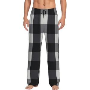 WYCZHY Zwart En Wit Plaid Mannen Pyjama Bottoms Pyjama Broek Voor Mannen Lounge Slaap Bodem Pj Broek Zacht Met Zakken, Zwart, S