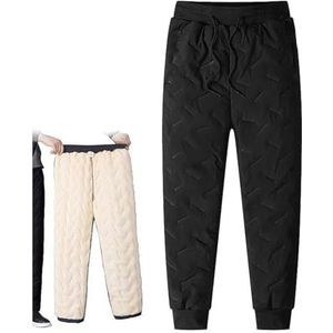 Joggingbroek Heren Katoenen Warm Gevoerde Thermische Fleece Broek Winter Buitensportbroek Vrijetijdsbroek Met Zakken Met Ritssluiting(Black A,3XL)