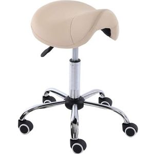 Zadelkruk Rolling Draaistoel Ergonomische Professionele Wiel Zadelstoel, Zadelkruk Stoel voor Massage Clinic Spa Salon Snijden, Zadel Rolling Kruk Met Wielen Verstelbare Hoogte (Beige)