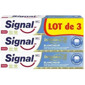 Signal Integral 8 antibacteriële tandpasta, wit, anti-plaque effect voor 18 uur (3 x 75 ml)