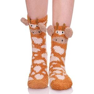 LANLEO Womens meisjes zachte fuzzy 3D schattig dier slapen winter warme Slipper sokken 1 paar