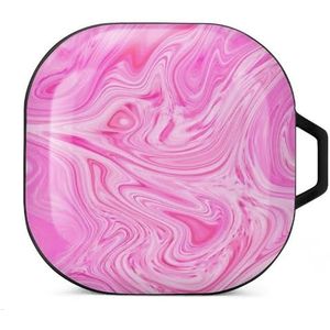 Roze marmeren patroon oordopjes hoesje compatibel met Samsung hard shell beschermhoes zwart-stijl