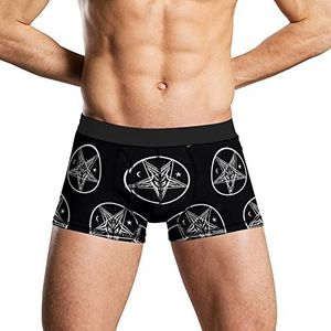 Baphomet Head Star Patroon Zacht Heren Ondergoed Comfortabele Ademende Fit Boxer Slip Shorts S