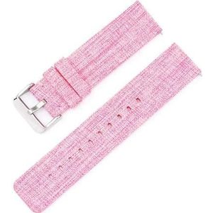 InOmak Horlogeband van nylon, 12-22 mm, geweven stof, Roze, 22mm Silver Buckle, strepen