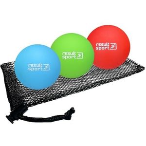 ResultSport Lacrosse massagebal voor rug, triggerpointmassage, plantaire fasciitis herstel, stressreflexologie, myofasische bal en fysiobal (blauw en groen en rood)