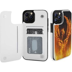 Phoenix Vogel in Vlammen Portemonnee Flip Case Voor iPhone 12/12 Mini/12 Pro/12 Pro Max Stand Cover Met Kaartsleuven Houder