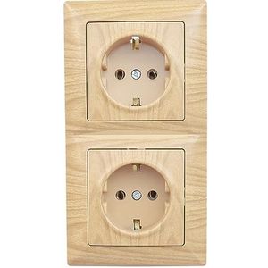 Gunsan Visage stopcontact KOMBI dubbel stopcontact geaard stopcontact dubbele inbouw hout-look achornhout