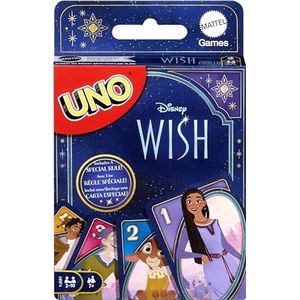 Mattel UNO Disney wenskaartspel voor kinderen, volwassenen en familie, met filmgeïnspireerd kaartspel en liniaal