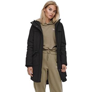 ONLY Dames Onleindhoven Parka Jacket OTW mantel, Zwart/Detail: pumice Stone Fur, XL