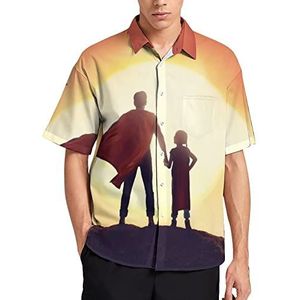 My Dad Is A Hero Zomer Heren Shirts Casual Korte Mouw Button Down Blouse Strand Top met Zak L
