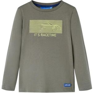 Kindershirt met lange mouwen 128 kakikleurig, kinderkleding, jongenskleding, hippe kinderkleding, kinderkled, meisjeskleding, leuke kinderkleding