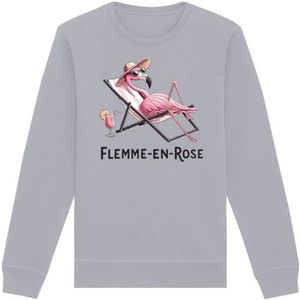 Sweatshirt Flemme in Roze, uniseks, bedrukt in Frankrijk, 100% biologisch katoen, cadeau voor verjaardagsdieren, origineel grappig, Grijs, L
