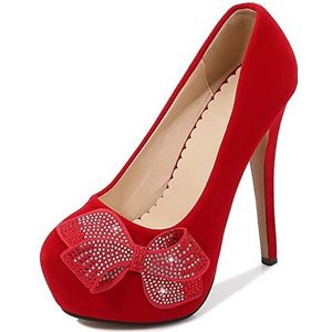 Damespumps Waterdicht Plateau Stiletto Schoenen Gesloten teen Dikke onderkant Hoge hak Instappers Ondiepe, met strass verfraaide schoen Ideaal Casual Banket-etiquette Bruidsmeisjes Bruiloften PenKee