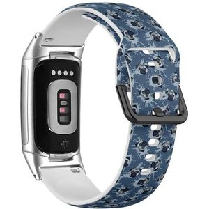 RYANUKA Zachte sportband compatibel met Fitbit Charge 5 / Fitbit Charge 6 (decoratieve hondenprint grijze mopshond) siliconen armband accessoire, Siliconen, Geen edelsteen