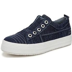 Blowfish Malibu Womens Super Play Slip On Sneaker Sneaker Indigo Blue Washed Linen 8.5 M