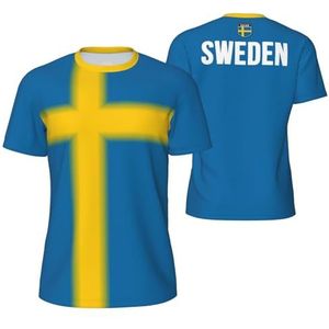 Sport Mesh T-Shirt Zweden Vlag voor Running Bike Voetbal Tennis Voetbal Fitness Tees 3D Gedrukt, Meerkleurig, S