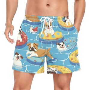 Niigeu Cartoon Naadloze Pug Dogs Heren Zwembroek Shorts Sneldrogend met Zakken, Leuke mode, S
