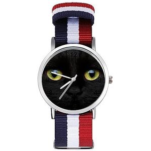 Geelogige Zwarte Kat Automatisch Horloge voor Mannen Vrouwen Mode Quartz Horloge Armband Polshorloge voor Thuiskantoor