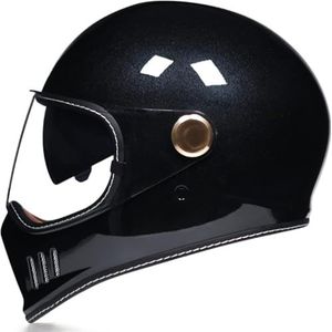 Vintage Full Face Motorhelmen voor Volwassenen Mannen Vrouwen DOT/ECE Goedgekeurd Dubbel Vizier voor Motorfiets Bromfiets ATV Scooter Klassieke Stijl Motorhelm B,XL59-60CM