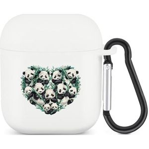 Liefde Panda Hart Leuke Case voor AirPods 2&1 Schokbestendige Beschermende Hoofdtelefoon Gevallen Cover Met Sleutelhanger Voor Mannen Vrouwen