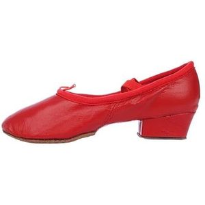 Ballet Schoenen Jazz Dans Schoenen Vrouwen Meisjes Salsa Latin Dancing Schoenen Praktijk Ballet Ballroom Tango Schoen Professionele Leraren Dans Sneakers 25, Leder Rood, 39.5 EU