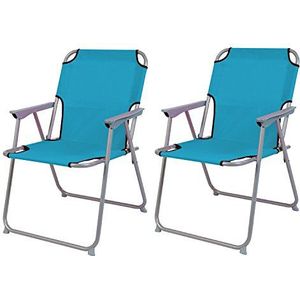 Set van 2 campingstoelen, vouwstoel, stof, Oxfort, klapstoel, vissersstoel, regiestoel, visstoel, metaal, B 53 x D 46 x H 74 cm, kleuren: petrol