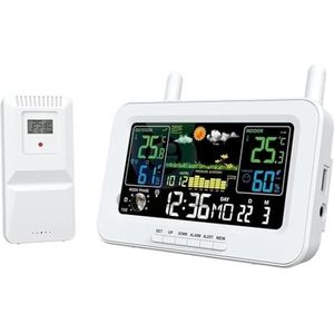 Weerstation Wekker Zonsopgang- en zonsondergangthermometer Hygrometer met draadloze OutdoorSensor temperatuur-vochtigheidsmonitor