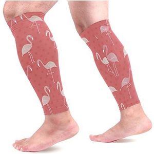 EZIOLY Flamingo sport kalf compressie mouwen been compressie sokken kalf guard voor hardlopen, fietsen, moederschap, reizen, verpleegkundigen