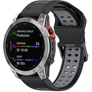 Yikamosi Compatibel met Garmin Fenix 7S Bandje,20MM Dubbele kleur Snelle release Zachte Siliconen Roestvrij stalen sluiting Vervangende Bandje voor Garmin Fenix 7S/6S/5S/5S Plus,Zwart/Grijs