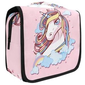 Hangende opvouwbare toilettas roze paard eenhoorn make-up reizen organizer tassen tas voor vrouwen meisjes badkamer