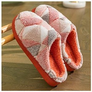 LYHYDMA katoenen pantoffels Vrouwen Slippers Warm Pluche Thuis Slipper Antislip Herfst Winter Schoenen Indoor Huis Vloer Zachte Slient Slides Voor Slaapkamer (Stijl 1 - Roze, 44-45)