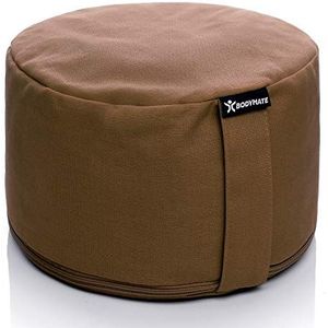 BODYMATE Extra hoog Yogakussen rond 31 cm diameter 20 cm hoog met vulling van boekweitschillen – In de wasmachine wasbare hoes van 100% extra dikke katoen - Meditatiekussen - Zitkussen