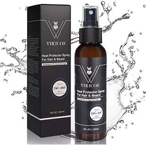VIKICON Heat Protect Spray Hittebeschermingsspray voor gladde baardharen, hittebescherming & styling, anti-kroes, antistatisch, hittebescherming, glans en volume