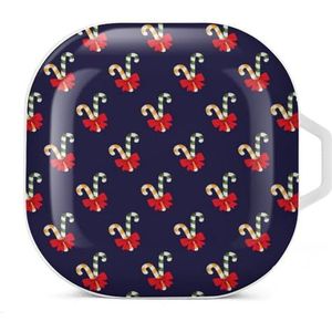 Lollipops Kerst Snoepjes Patroon Oordopjes Hoesje Compatibel met Samsung Hard Shell Beschermhoes Wit-Stijl
