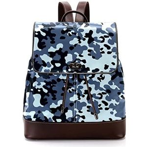 Blauwe Zwarte Militaire Camouflage Gepersonaliseerde Schooltassen Bookbags voor Tiener, Meerkleurig, 27x12.3x32cm, Rugzak Rugzakken