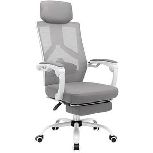 gaming chair Gamingstoel, thuisbureaustoel, rugleuning kan omhoog en draaien, studentenstudeerstoel, bureau, vergaderstoel, geschikt for kantoor- of gamegebruik (Color : White Black Mesh Deluxe Steel