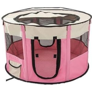 Draagbare hondenhok, huisdier hek-slip kennel for huisdieren puppy kitten konijn, huisdier krat binnen gebruik, katten kooien binnen(Pink,90x90x55cm)