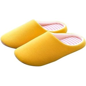 Winterwarme bontpantoffels for heren, paar antislip zachte schoenen for dames, comfortabele platte bodem for binnen (Color : Floor-Yellow, Size : 40-41)