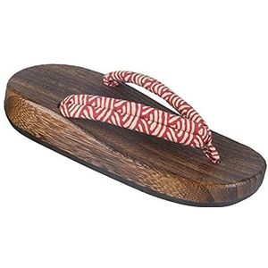 Herenpantoffels Japanse houten klompen Geta Slippers met twee tanden Traditionele schoenen for dames heren, sandalen Pantoffels hoge hakken Bijpassende Halloween-kostuums (Color : Red B, Size : 40/4