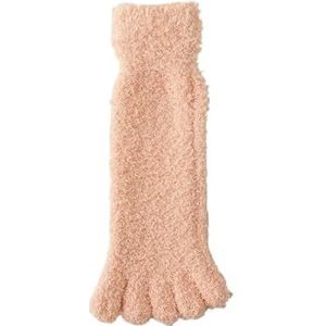 YIJIANUO Herfst Winter Vrouwen Thicken Coral Fleece Vijf Vinger Sokken Zachte Midden Buis Sokken Thuis Vloer Slapen Sokken Split Teen Sokken, Oranje Roze, One size
